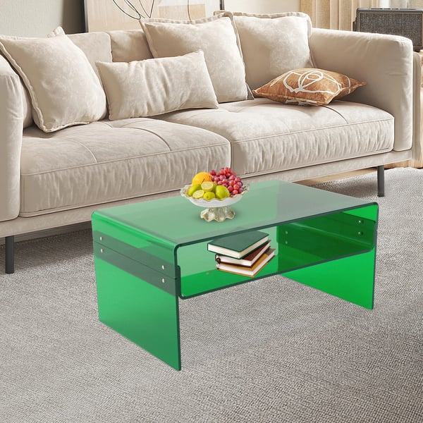 Moderne Akrylbord - Sidebord / Sofabord - 2 Niveauer - Sofa-sidebord - Grøn
