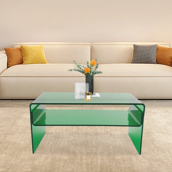 Moderne Akrylbord - Sidebord / Sofabord - 2 Niveauer - Sofa-sidebord - Grøn