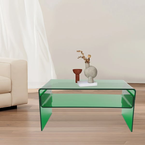 Moderne Akrylbord - Sidebord / Sofabord - 2 Niveauer - Sofa-sidebord - Grøn