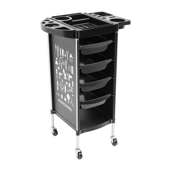 Frisørvogn - Salonvogn - 6 niveauer - PP-plast - Universelle hjul - 30–50 kg bæreevne - Montering kræves