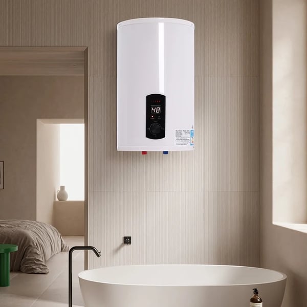 Vandvarmer - 30 L El-boiler - 220 V - 2000 W - Vægmonteret - Håndbruser & Armatur - Læksikring - Hvid