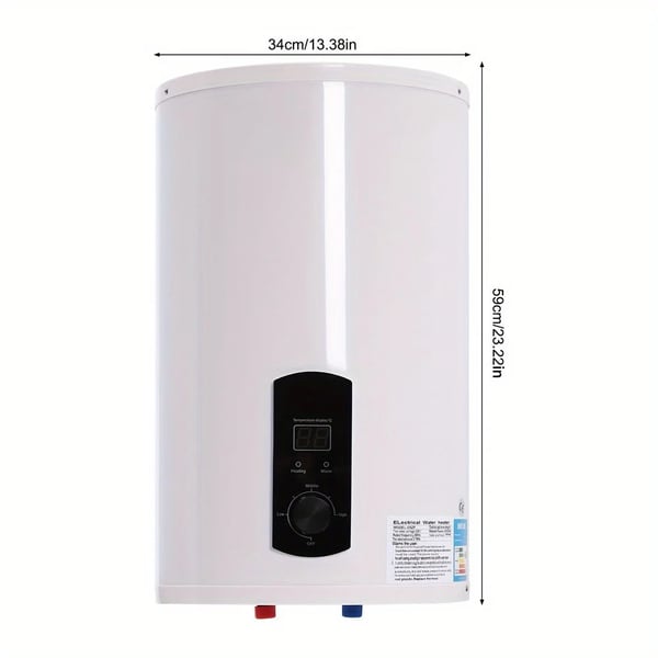 Vandvarmer - 30 L El-boiler - 220 V - 2000 W - Vægmonteret - Håndbruser & Armatur - Læksikring - Hvid