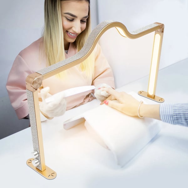 Halvmåne LED Lampe - Bordlampe til manicure - U-formet Bue - Sammenklappelig - 48 W - Til Vipper og Salon - Guld