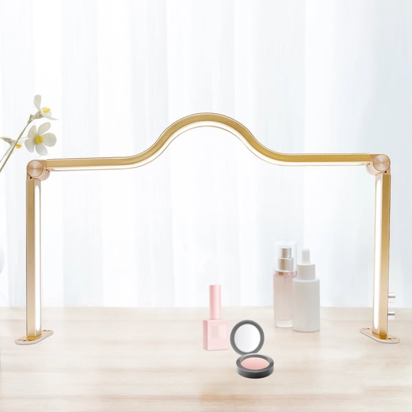 Halvmåne LED Lampe - Bordlampe til manicure - U-formet Bue - Sammenklappelig - 48 W - Til Vipper og Salon - Guld