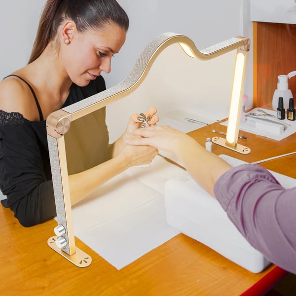 Halvmåne LED Lampe - Bordlampe til manicure - U-formet Bue - Sammenklappelig - 48 W - Til Vipper og Salon - Guld