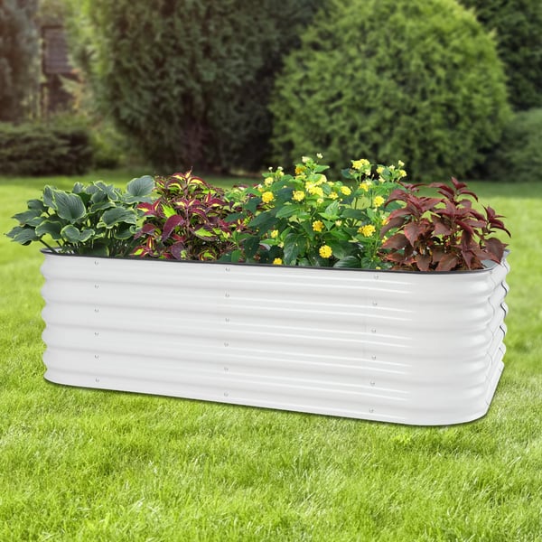 Hævet højbed - Plantekasse i stål - Korrugerede sider - Højde 43 cm - Nem montering - Til grøntsager, blomster og krydderurter