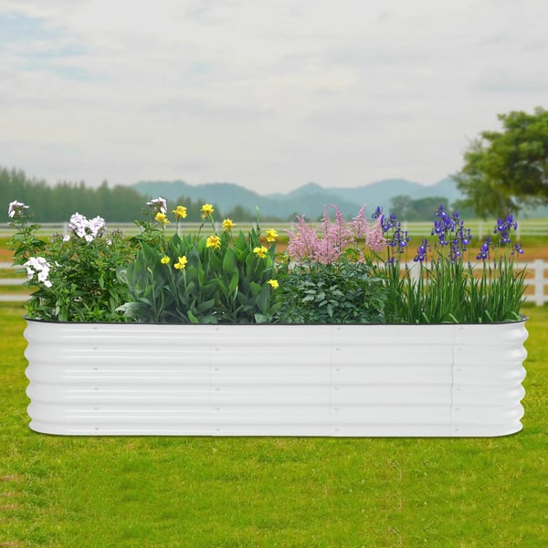 Hævet højbed - Plantekasse i stål - Korrugerede sider - Højde 43 cm - Nem montering - Til grøntsager, blomster og krydderurter
