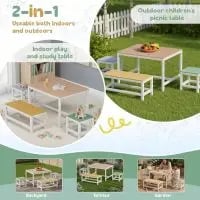 Barnbord och stolar - 3-delars set - Trä - Utomhus trädgård/picknick - Vattentätt överdrag - 75×60×49 cm - Montering krävs - Mörkgrå