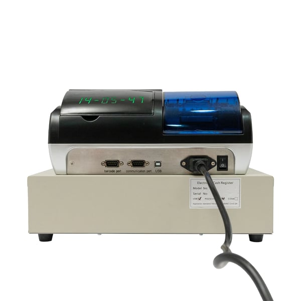 Elektronisk kasseapparat - POS 48 taster - Dobbelt LED-display - Pengeskuffe - Til butik & restaurant - Sort