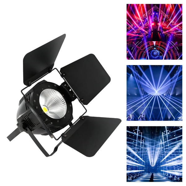 LED PAR-lampe - 200W COB - DMX-512 - Digitalt Display - Varm/Kold Hvid - 220–240V DC - Til Scene & DJ - Sort