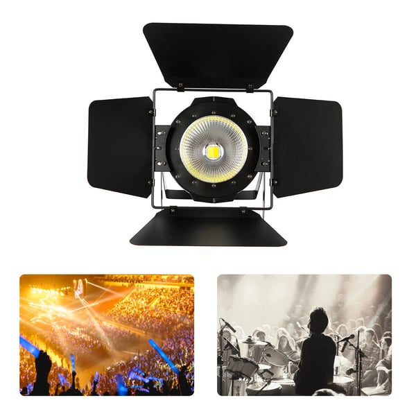 LED PAR-lampe - 200W COB - DMX-512 - Digitalt Display - Varm/Kold Hvid - 220–240V DC - Til Scene & DJ - Sort