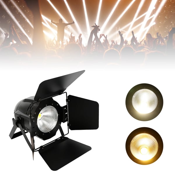 LED PAR-lampe - 200W COB - DMX-512 - Digitalt Display - Varm/Kold Hvid - 220–240V DC - Til Scene & DJ - Sort