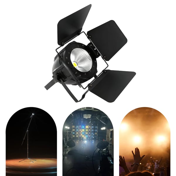 LED PAR-lampe - 200W COB - DMX-512 - Digitalt Display - Varm/Kold Hvid - 220–240V DC - Til Scene & DJ - Sort