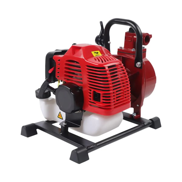 Bærbar 2-takts benzindrevet vandpumpe - 1,45 kW - 42,5 cc - 10 m³/h - Ind/udløb Ø 2,5 cm - 10 kg - 45×30×35 cm