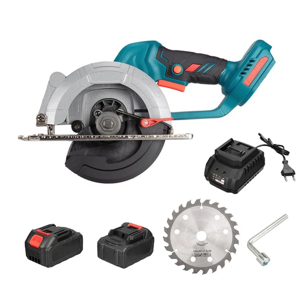 Akkukäyttöinen saha - Pyörösaha - Johdoton - Harjaton moottori - 18V - 150 mm terä - 51 mm leikkuusyvyys - 2 akkua - Ruskea