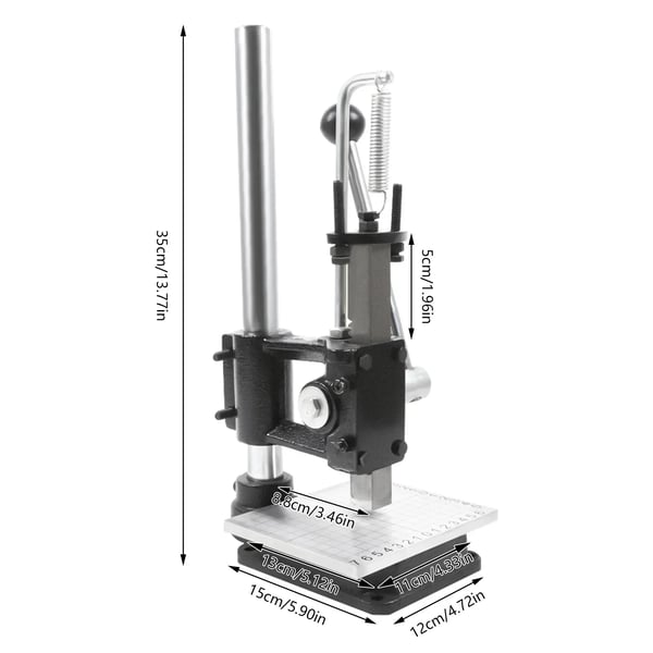 Manuel dornpresse - Håndpresse til læder - Spændvidde 1,5–13 mm - Højde 0–16 cm - Pressekraft ≤160 kg - Lavt støjniveau & energisparefjeder