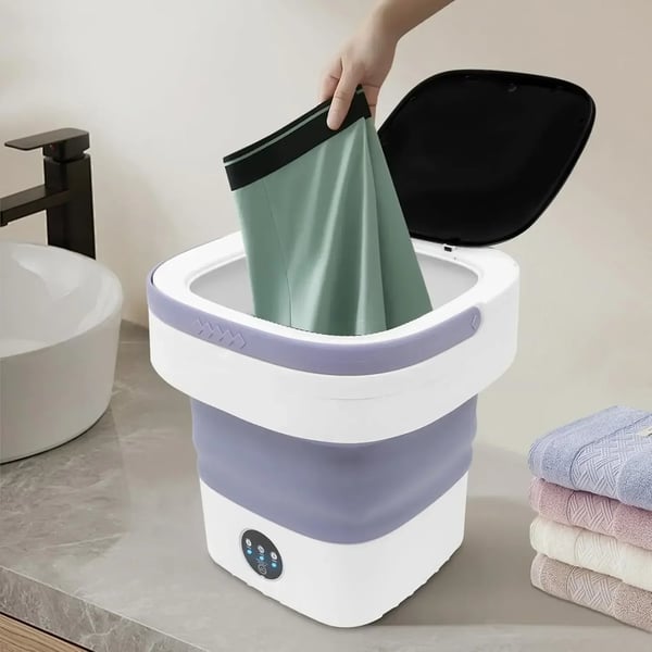 Bærbar Vaskemaskine - Foldbar Mini-vaskemaskine - Kapacitet 12 L - Til Lejlighed/Hotel - ABS - Lilla