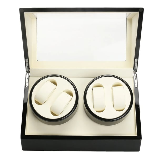 Urbevæger - Automatisk watch winder - Til 4 ure - Displayboks til opbevaring og fremvisning - Sort