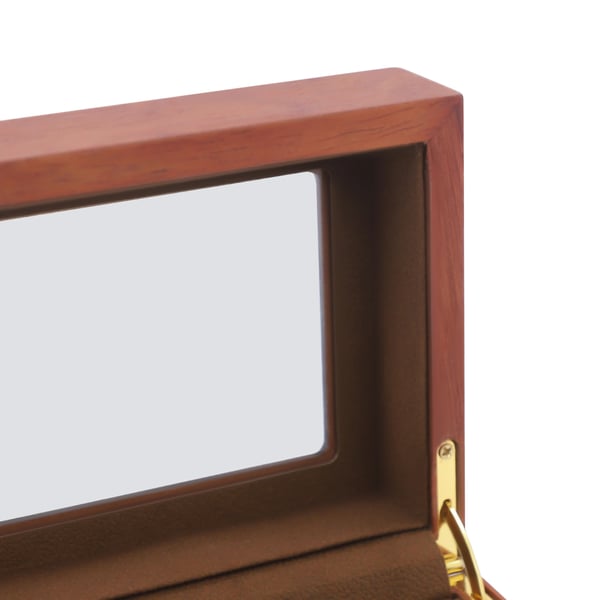 Klocklåda - Förvaringslåda/Display - 6 Fack - Glaslock - MDF-trä - Sammetfoder - Metallbeslag - Brun
