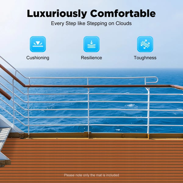 Marin EVA-skum Teakimitation - Däcksmatta/Decking Sheet - 240×60 cm - 6 mm Tjock - Halkfri - För Båtdäck