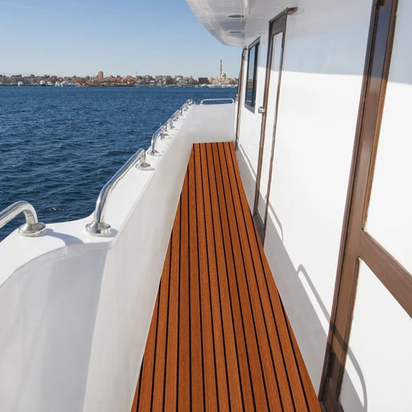 Marin EVA-skum Teakimitation - Däcksmatta/Decking Sheet - 240×60 cm - 6 mm Tjock - Halkfri - För Båtdäck