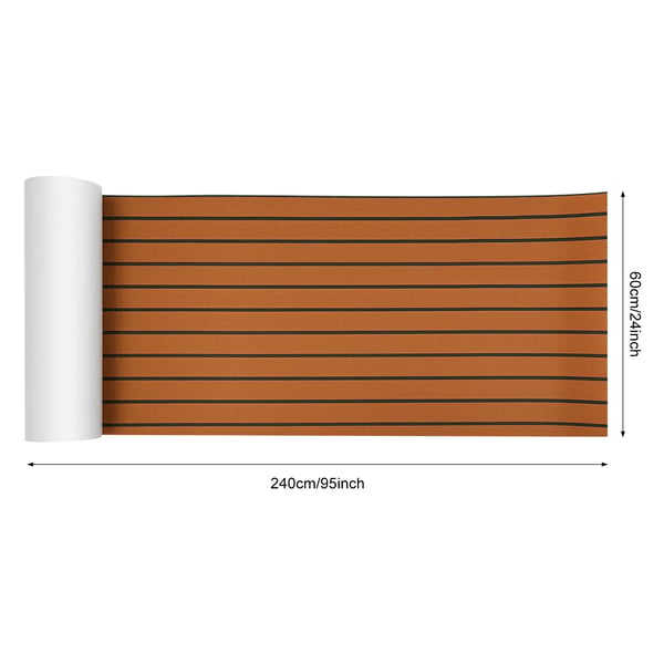 Marin EVA-skum Teakimitation - Däcksmatta/Decking Sheet - 240×60 cm - 6 mm Tjock - Halkfri - För Båtdäck