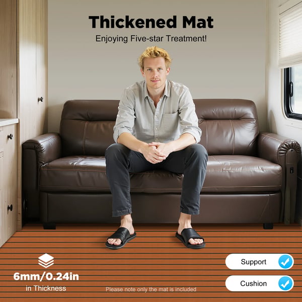Marin EVA-skum Teakimitation - Däcksmatta/Decking Sheet - 240×60 cm - 6 mm Tjock - Halkfri - För Båtdäck