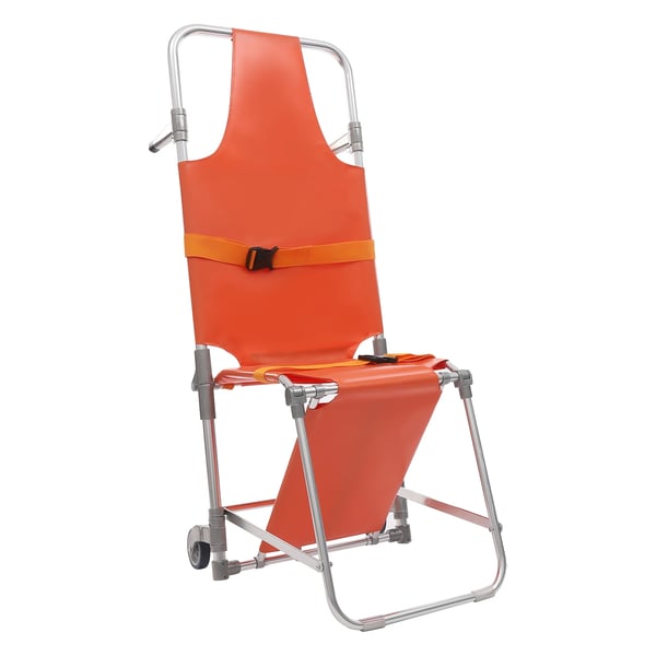 Evakuointituoli/Pelastustuoli - Portaisiin - Taitettava - Alumiiniseos - 2 pyörää - Kantavuus 159 kg - Oranssi