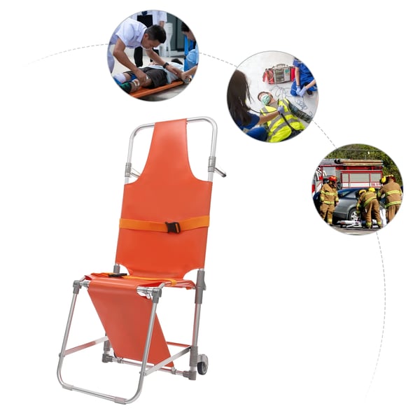 Evakueringsstol/Redningsstol - Til trapper - Sammenklappelig - Aluminiumlegering - 2 hjul - Max 159 kg - Orange