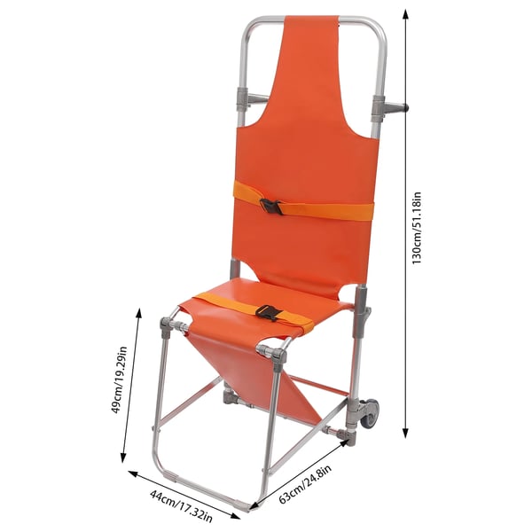 Evakueringsstol/Redningsstol - Til trapper - Sammenklappelig - Aluminiumlegering - 2 hjul - Max 159 kg - Orange