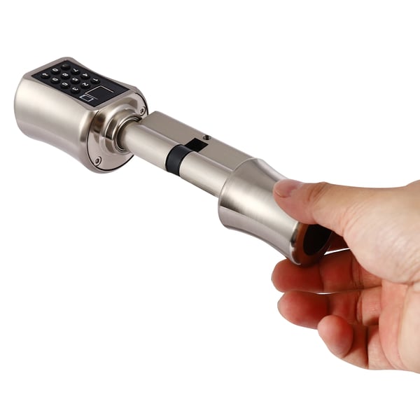 Smart cylinderlås - C001D - Bluetooth - App-styring - Tastatur med kode - Nøgle & kode - Sølv