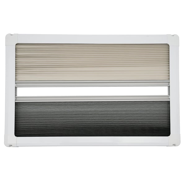Campingvogn-/Autocampervindue - Udadgående - 70×45 cm - Hærdet glas - Aluminiumlegering - Med insektnet - Sort
