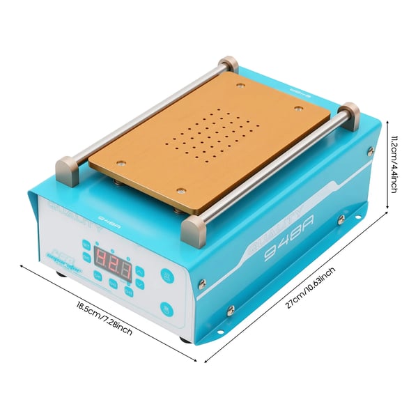 948A - LCD-näytön erottelukone - 400 W - EU-pistoke - PTC-lämmitys - LED-näyttö - Näytöille ≤ 17,8 cm - 0–140 °C - Sininen