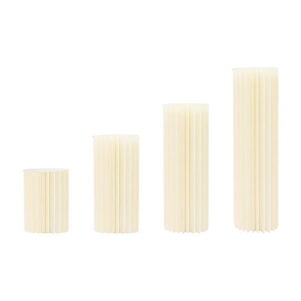Blomsterstander - Søjle piedestalsæt - Sammenklappelig - 4 Størrelser 4-pak - Bæreevne 25–30 kg/stk - Papir + PVC - Til bryllup/fest - Lysegul