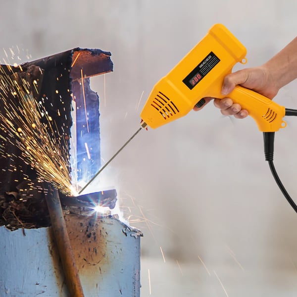 Bærbart svejsesæt - Elektrisk svejsepistol - 0,6–3,2 mm elektroder - 2–14 mm materialetykkelse - 220 V - 2 m ledning, 1,2 m jordkabel - Orange