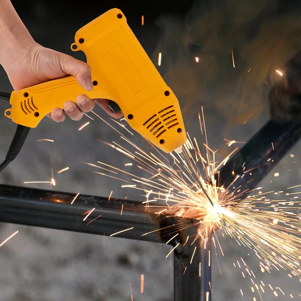 Bærbart svejsesæt - Elektrisk svejsepistol - 0,6–3,2 mm elektroder - 2–14 mm materialetykkelse - 220 V - 2 m ledning, 1,2 m jordkabel - Orange