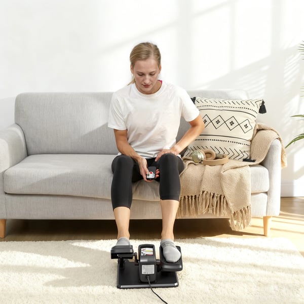 Mini elliptisk tränare - Elektrisk crosstrainer - 12 hastigheter - Tyst - Manuell & Auto - Fjärrkontroll - LED-skärm - Svart