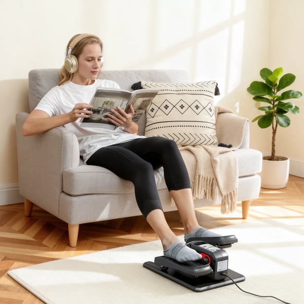Mini elliptisk tränare - Elektrisk crosstrainer - 12 hastigheter - Tyst - Manuell & Auto - Fjärrkontroll - LED-skärm - Svart