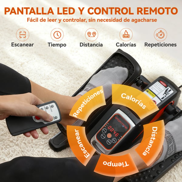 Mini elliptisk tränare - Elektrisk crosstrainer - 12 hastigheter - Tyst - Manuell & Auto - Fjärrkontroll - LED-skärm - Svart