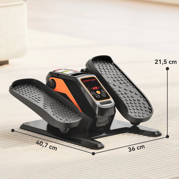 Mini elliptisk tränare - Elektrisk crosstrainer - 12 hastigheter - Tyst - Manuell & Auto - Fjärrkontroll - LED-skärm - Svart
