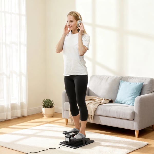 Mini elliptisk tränare - Elektrisk crosstrainer - 12 hastigheter - Tyst - Manuell & Auto - Fjärrkontroll - LED-skärm - Svart