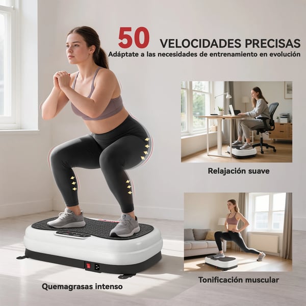 Vibrationsplatta - Träningsmaskin - Stående modell - Handhållen styrning - Muskelavslappning - Midja & mage - Svart
