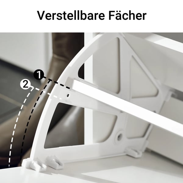 Skobänk & Skoskåp - FSR98-L - Sittdyna - Klafflucka - 80x45x26 cm - För Hall/Entré - Vit