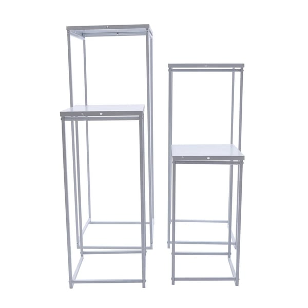 Blomsterställ i järn - Pelarpiedestal för vas - 4‑pack - 23×23×45 cm - Storlek L - Bröllopsdekoration och golvställ - Vit