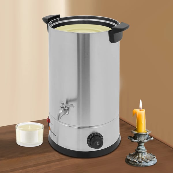 Elektrisk vokssmelter - Vokssmeltegryde til lys - 15 L kapacitet - 1800 W - 304/201 rustfrit stål - EU-stik 220–240 V 50 Hz - Sølv