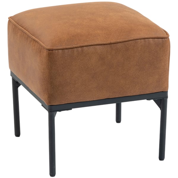 Fotpall för vardagsrum - Puff/ottoman - PU-läderklädsel - Stålben - Tjock stoppning - Modern stil - Brun