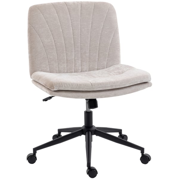 Kontorsstol - Armlös skrivbordsstol - Bred sits - För skräddarställning - Hjul - Höjdjusterbar - Snurr & gung - Chenilleklädsel - Beige