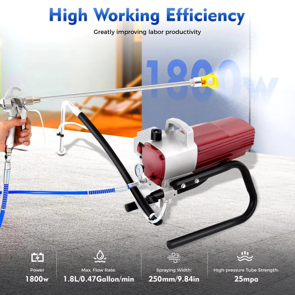 Airless malersprøjte sprøjtepistol - TA-4500 - 1800 W - 220 V 50 Hz - Dyse 517 - Start/stoptryk 15/20 MPa - Rustfrit stål - Netdrevet