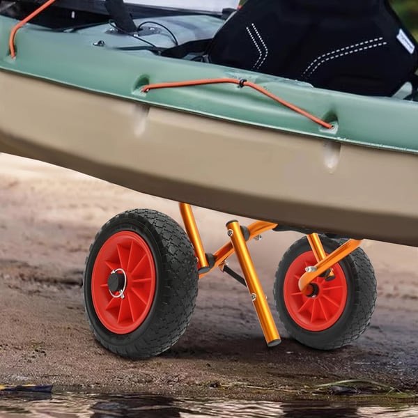 Kajak- og kanovogn - Transportvogn/trolley - Sammenklappelig - Aluminiumsramme - Punkterfri dæk - Bæreevne 80 kg - Størrelse 60×23 cm - Orange/Sort