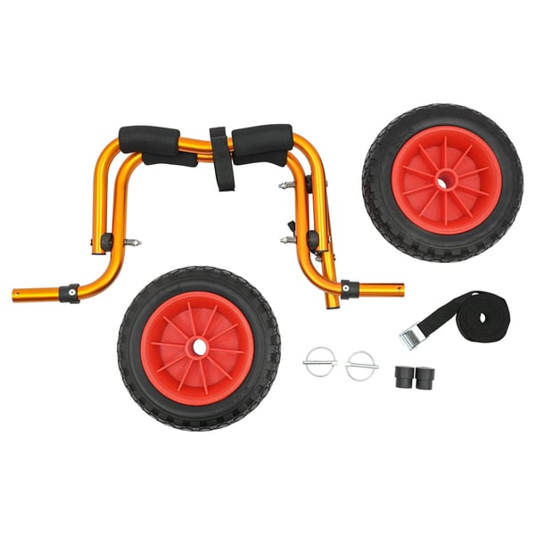 Kajak- og kanovogn - Transportvogn/trolley - Sammenklappelig - Aluminiumsramme - Punkterfri dæk - Bæreevne 80 kg - Størrelse 60×23 cm - Orange/Sort